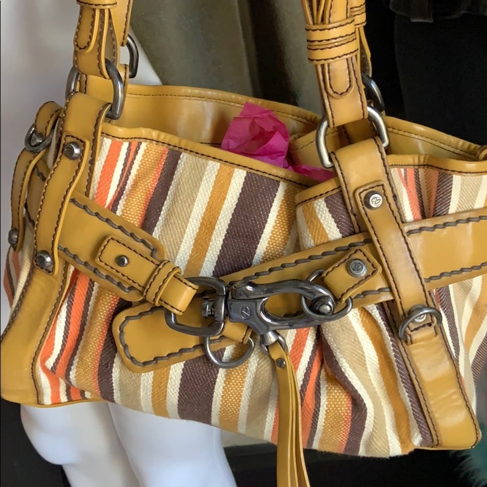 Francesco biasia 1977 satchel bag canvas leather - Picture 2 of 8